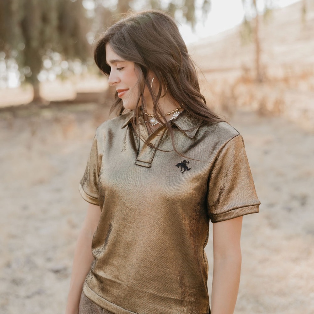 Rodeo Quincy Gold Polo Shirt with Black Logo